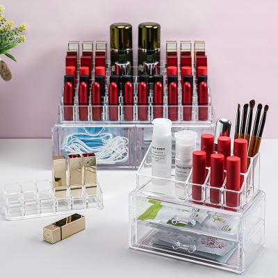 China Sustainable Handmade Dustproof Clear Acrylic Makeup Organizer Lipstick Storage Holder Cosmetic Box for sale