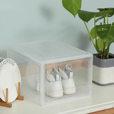 China Sustainable Hot Selling High Stack Potable Clear Shoes Box Plastic Transparent Shoes Storage Box for sale