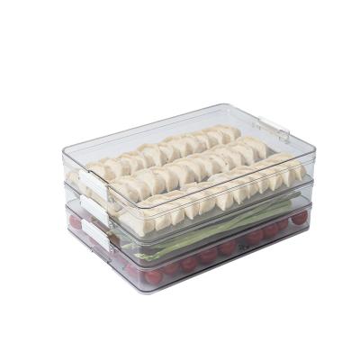 China Reusable Reusable Refrigerator Organizer Bins Plastic Freezer Stackable Food Storage Containers With Handles For Fridge for sale