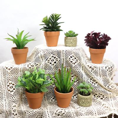 China Fashional Artificial Flowers Wholesale Custom Artificial Clay Pots Decoration Mini Succulent Plants With Pot for sale