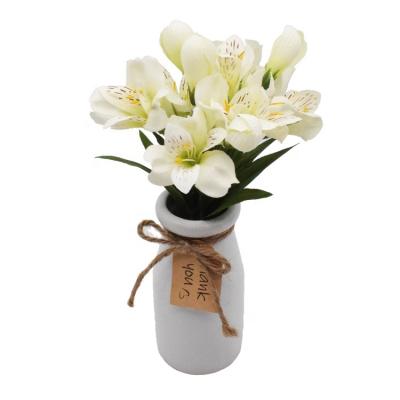 China High simulation artificial orchid flower bouquet in ceramic pot artificial orchid for wedding orchid home artfucial party for sale