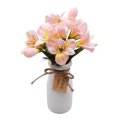 China High simulation artificial cymbidium orchid for wedding bouquet home party table flower in ceramic pot flower bouquet for sale