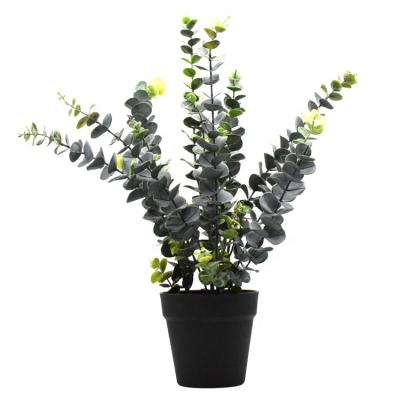 China High Level Simulation Eucalyptus Fake Plant Artificial Eucalyptus With Plastic Planter Potted Eucalyptus Plant for sale