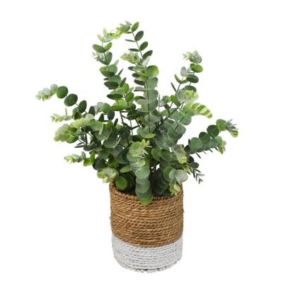 China High Level Simulation Artificial Eucalyptus Greenery in Rattan Basket Garden Wedding Accessories Home Outdoor Decorations Plants for sale