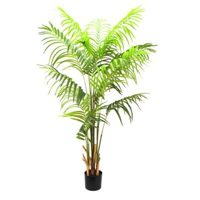 China High Level Simulation Greenery Palm Tree Faux Palm In Plastic Pot Artificial Palm Tree For Home Decoration for sale