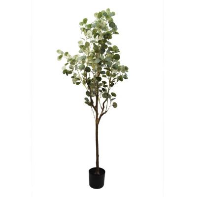 China High level simulation eucalyptus green plant artificial eucalyptus tree with pot layout decoration home and office plastic eucalyptus for sale