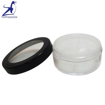 China High Quality Cosmetic Made in Taiwan Black 70g Rim Lid Loose Powder Jar W Cosmetic Pull Tab Seal Sticker on Rotating Screen for sale