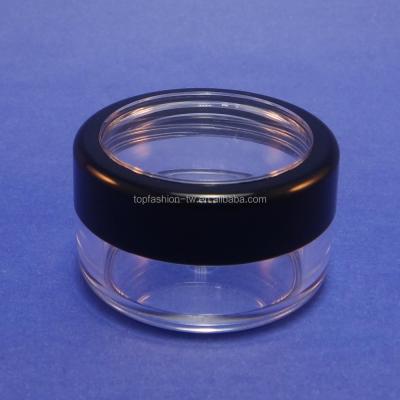 China Cosmetic Jar 50 Pcs Clear Plastic Jar Containers With Black Trim Acrylic Window Threaded Cap 10g for sale