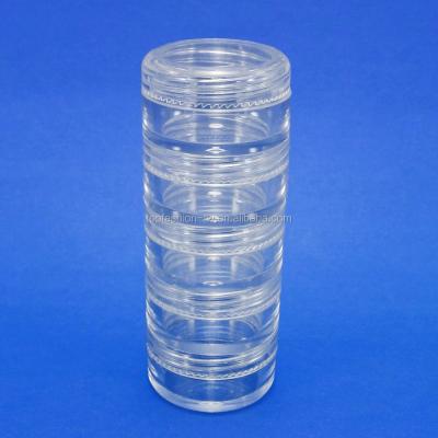 China 100 Sets Cosmetic Mini Clear Plastic Jar 5 Stacked 5g Universal Storage Container Travel Sample Jars Packaging for sale