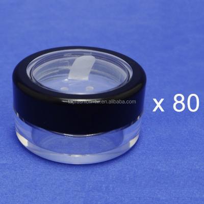 China Cosmetic Hot Selling Plastic Window Lid With Strainer And Seal Sticker Translucent Loose Powder Packaging Jars for sale