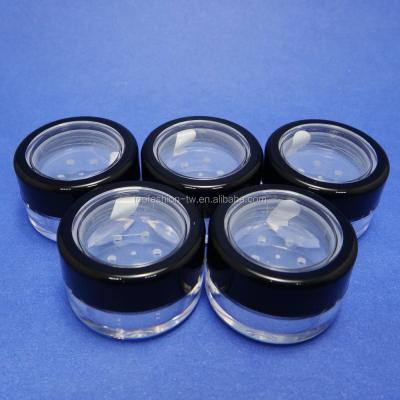 China 5 PCs Cosmetic Made in Taiwan 5 GR Pot Sifter Loose Powder Jars Black Rim Lid Plastic Cosmetic Eyeshadow Powder Case Packing for sale