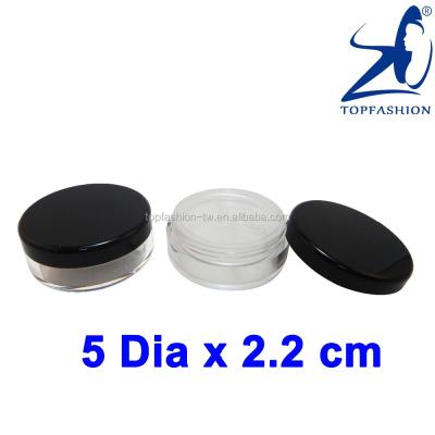 China Cosmetic 400 Lots Made in Taiwan 20 GR Jar Rotation Cosmetic Loose Powder Container Plastic Sifter With Black Lid for sale