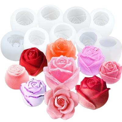 China DIY Craft Viable Hot Selling 3d Resin Rose Flower Silicone Fondant Mold Cake Candle Soap Making Mousse Chocolate Mold for sale