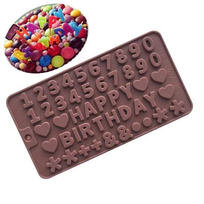 China Viable Handmade Creative Happy Birthday DIY Number Chocolate Mold Jelly Mold DIY Silicone Ice Cream Tray for sale