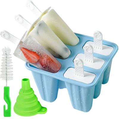 China Sustainable New Product 6 Cavity Silicone Ice Cube Molds Popsicle Molds for sale