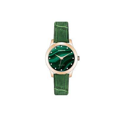 China Hot-Selling Water Resistant Ladies Quartz 007 Original Malachite Stainless Steel Green Electronic Watch for sale