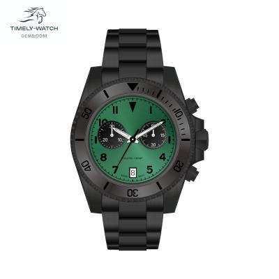 China Green Date Men Automatic Sport 50m Stainless Steel Logo Custom 007 Swiss Multifunctional Waterproof Watch for sale