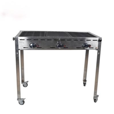 China Portable Gas Stove Folding BBQ Grill Yakitori Gas Griddle Easily Cleaned Smokeless Grill With Wheels for sale