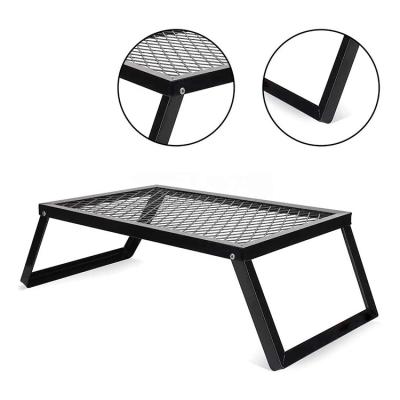 China Wholesale Outdoor Portable Mini Foldable Kitchen Bbq Picnic Grill Grill Table Adjustable Height Folding Lightweight Iron Mesh Camping Table for sale