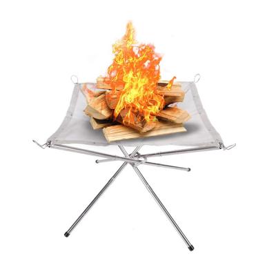 China 2022 Hot Sale Stainless Steel Portable Fire Pit Steel Camping Outdoor Fire Pit With Bbq for sale