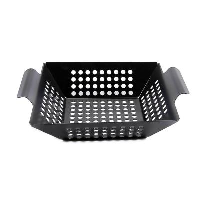 China New Tool Corrosion Resistance Iron BBQ Grill Basket Portable Easy Flip Charcoal Rack Barbecue Rotisserie Grilling Basket with Detachable Handle for sale