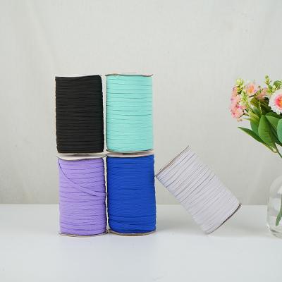 China Elastic household soft polyester colored woven flat elastic band stretch braided elastic band for sewing for sale