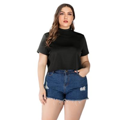 China Wholesale Cheap Viable Ladies Cotton Polyester Crop Tops Plus Size xxxxxxl T-shirts Plus Size Women's T Shirt for sale