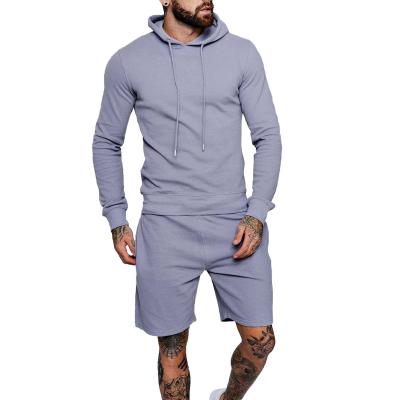 China High Quality Breathable Men's Tracksuits Gray Pure Cotton Slim Fit 2 Piece Shorts And Hoodies Sweatsuits For Men for sale