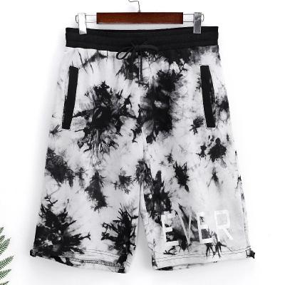 China Custom Made Cotton Men's Anti-Wrinkle Fashion French Terry Sweat Dye Sports Men's Casual Shorts Loose Tie for sale