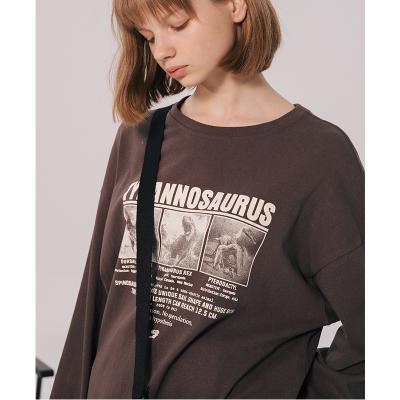 China Anti-wrinkle Chinese factory ladies customized dinosaur printing T-shirt women's OEM oversized T-shirt with logo for sale