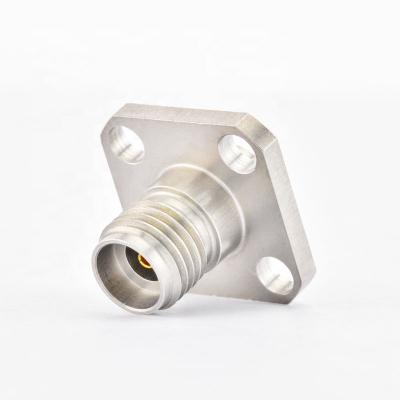 China 40GHz 2.92mm Female Connectors 4 Hole Flange Metal Through Wall 303 Stainless Steel 96-02-9F2-013 for sale