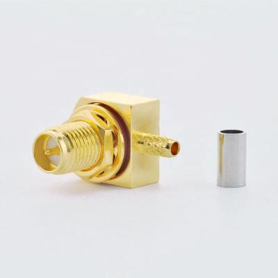 China RF 6GHz RPSMA Female Right Angle Waterproof Bulkhead Crimp RG174 RG188 RG316 LMR100 Cable, RPSMA Connector for sale