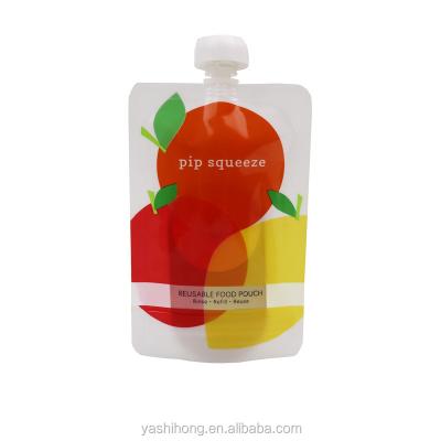 China Food Customized Squeeze Spout Bag/Reusable Food Pouch with Refill Spout/Fruit Drink Spout Pouch Bag for sale