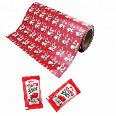 China Custom Printed Moisture Proof Food Wrapping Auto Roll Film For Tomato Ketchup Paste Wrapping Material for sale