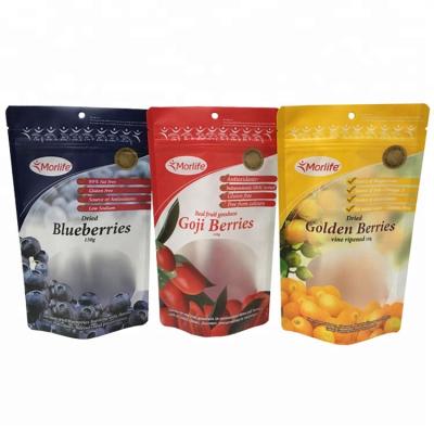 China Food Moisture Proof Plastic Bag Printing Reusable Stand Up Pouch Dried Fruit Package Bag With Window for sale