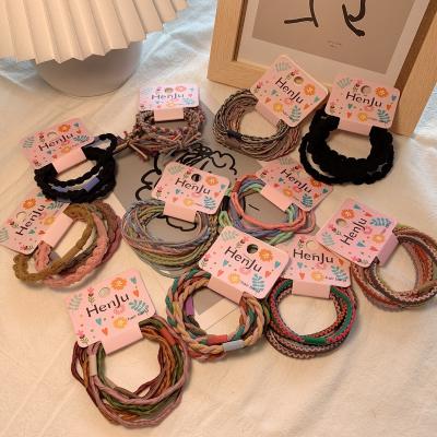 China Wholesale Scrunchies Famous Brands Hair Tie Band Set Designer Hair Rope Bands Elastic Hair Accessories Three Tie Hair Kids For Women for sale