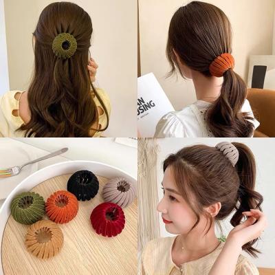 China Lazy Bird's Nest Lazy Bird's Nest Updo Instrument Bun Summer Shape Fixed Hair Clips Hair Clips Suede Swan Hair Ring Female Ponytail High for sale