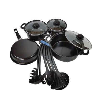 China Suit 13pcs workable black pot foreign trade non-stick pan, soup pan, milk pan for sale