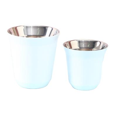 China 304 New Arrival 80ml Wall Mounted Stainless Steel Coffee Mug Cups Mini Coffee Espresso Cups Double Stainless Steel for sale