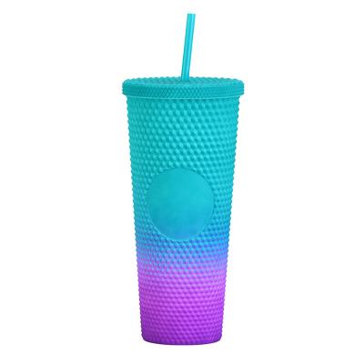 China 2023 Sublimation Double Wall Sustainable 22oz Lean Straight Plastic Masks Tumblers Cups With Lids And Straws for sale