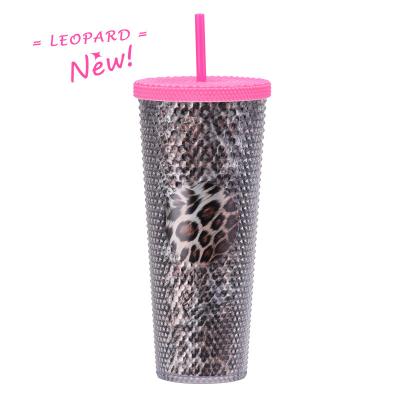 China Sustainable 24oz Double Wall White Rhinestone Studded Tumbler Cups With Lids And Straws for sale