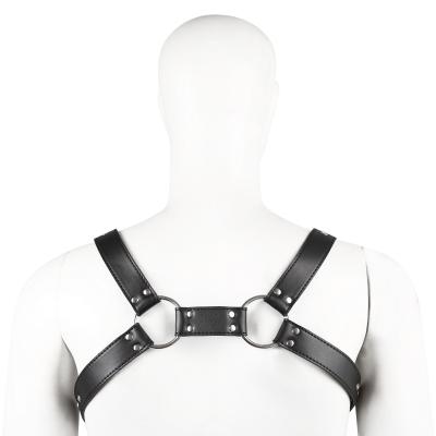 China Easy To Use Vegan Leather Fetish Bulldog Bondage Gear Upper Body Chest Harness Shoulder Strap Features Simple Beautiful Steel Buckle for sale