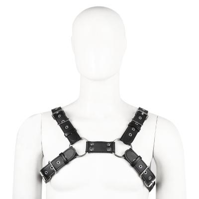 China Easy To Wear Premium Leather Male Body Harness Chest Strap Shoulder Belt Fetish Wear For Clubwear for sale