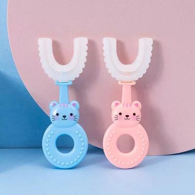 China Home Manual Silicone Baby Toothbrush Children U Shape Oral Toothbrush Care Cleaning Brush Kids Tooth Cleaner for sale