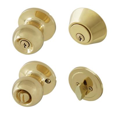 China Combination lock satin nickel antique brass polish cylindrical tubular brass knob and single deadbolt combination door locks lockset for sale