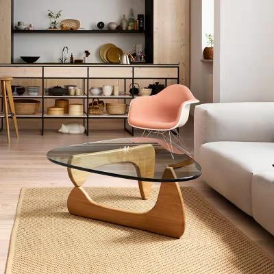 China Easy Assamble Triangle Fashion Glass Table Hotel Design Home Furniture For Coffee Table for sale