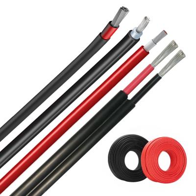 China PV System PV Cable Black Red 10 mm 4mm2 0.6/1kv Tinned Copper Wire Solar PV Cable For Solar Power Station for sale