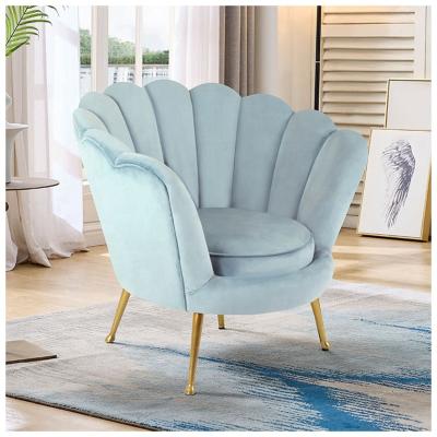 China Comfortable Contemporary CX Blue Velvet Fabric Upholstery Chrome Stainless Steel Accent Chair For Living Room for sale