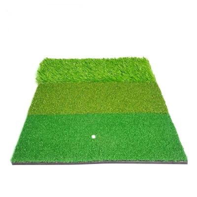 China New arrival durable 40*60cm three in one long and short grass combination golf practice batting mat cut dry swing batting mat for sale