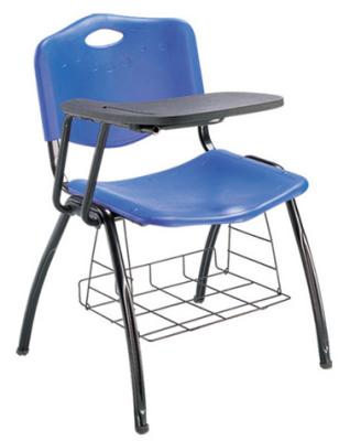 China Modern Plastic Back And Seat ISO Chair With Tablet Pad And Metal Legs for sale